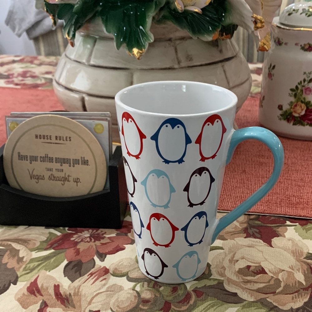 Food Network Penguin Mug with Light Blue Handle